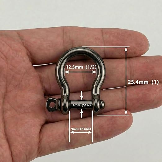 Black Nickel 5/32" Bow Shackle, 5 Pack - Image 2