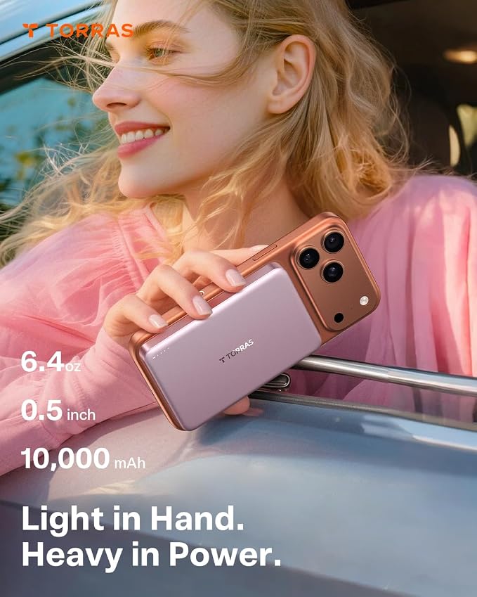 TORRAS MiniMag Power Bank, Ultra-Slim 10, 000mAh Magnetic Wireless Portable - Image 4