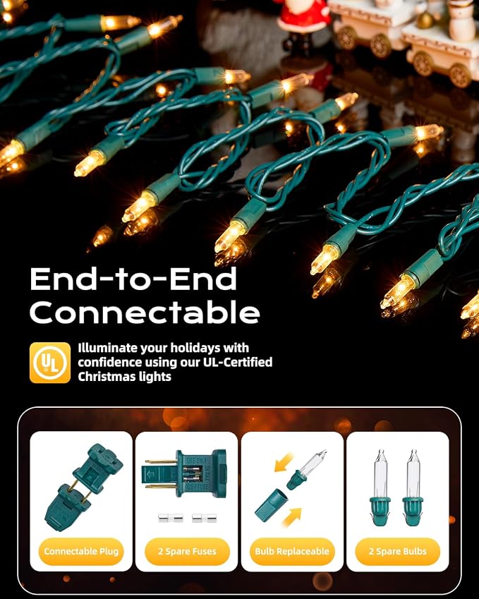 Brightown Clear Christmas String Lights, 100-Count 25ft Incandescent Bulb Mini - Image 2