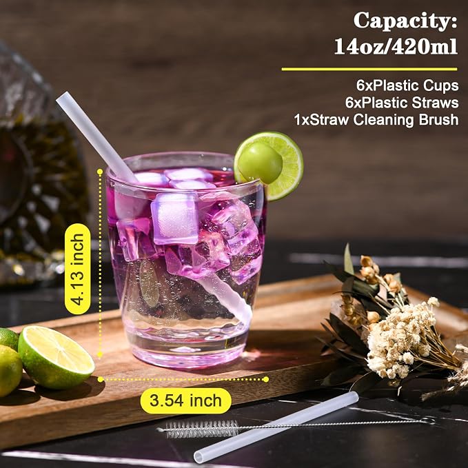 6 Pcs Plastic Drinking Tumblers of 14 oz, Acrylic Drinking Glasses - Image 3