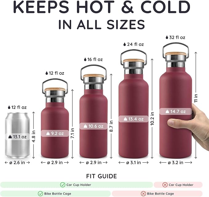 Bambaw 24 oz Insulated Water Bottle, Reusable Stainless Steel Water Bottles - Image 5
