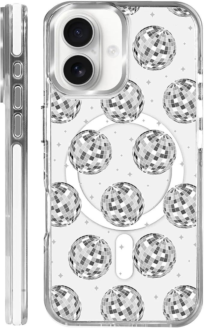 Case for iPhone 16 Plus, Disco Ball Grayish White Phone Case Design，for Women by Toulas