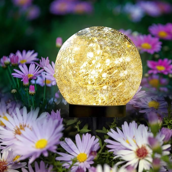 SyouHome Solar Garden Lights Outdoor Waterproof, 4 Pack 30 LEDs Cracked Glass - Image 7