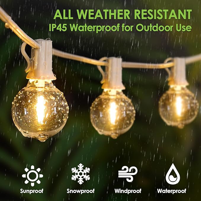 Mlambert 100Ft LED Outdoor String Lights, Dimmable Waterproof G40 Globe Patio - Image 3