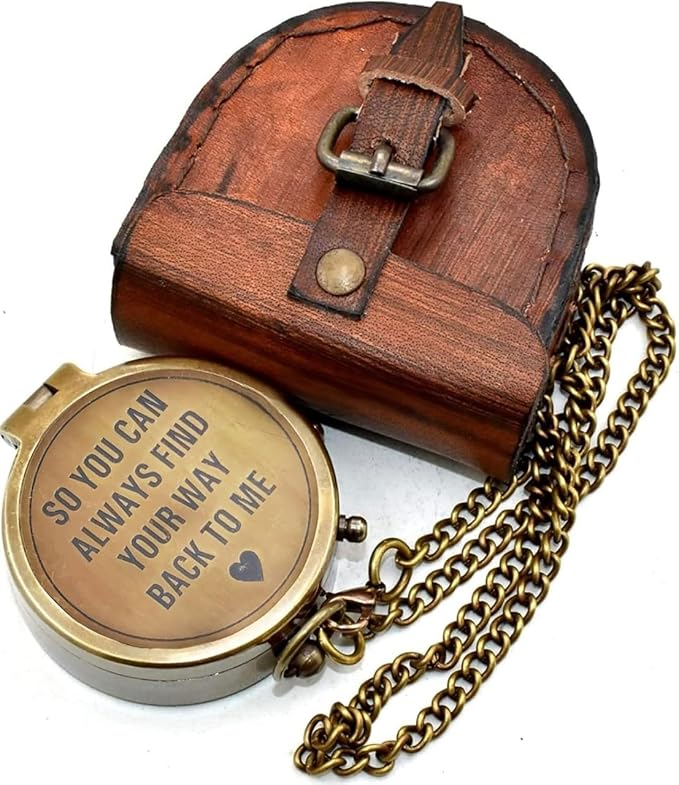 So You Can Always Find Your Way Back Home Engraved Brass Compass by Nauticalhut