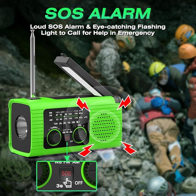 NITIGO Emergency Radio, Reading Lamp, Flashlight, SOS Alarm, Headphone Jack - Image 8
