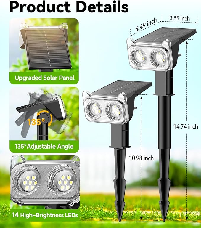 LETMY Solar Lights Outdoor Waterproof IP65, Solar Spot Lights Outdoor - Image 8