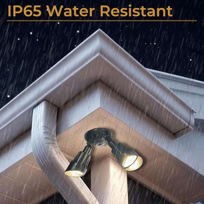 LED Black 2-Light Bullet Flood Light- 3000K Adjustable Dual Head Hardwired - Image 6