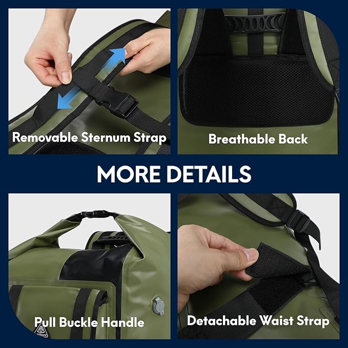 Haimont Dry Waterproof Roll Top Backpack Marine Dry Bag River Pack - Image 3
