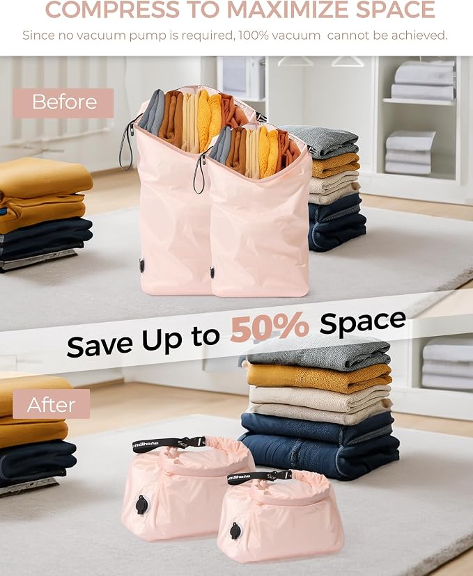 Travel Laundry Bag, Pump-Free Vacuum Compression Dirty Clothes Bag, Reusable - Image 3