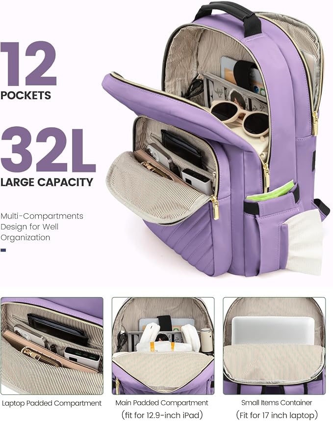 LOVEVOOK Laptop Backpack for Women, Travel Computer Work Bags - Image 2
