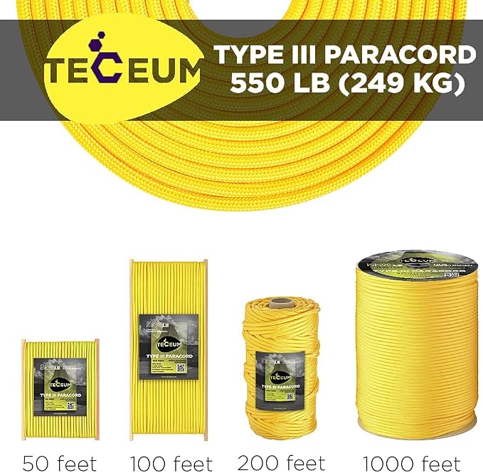 TECEUM 5/32" Paracord Rope 1000 – 1000ft / 200ft / 100ft / 50ft – Tactical - Image 9