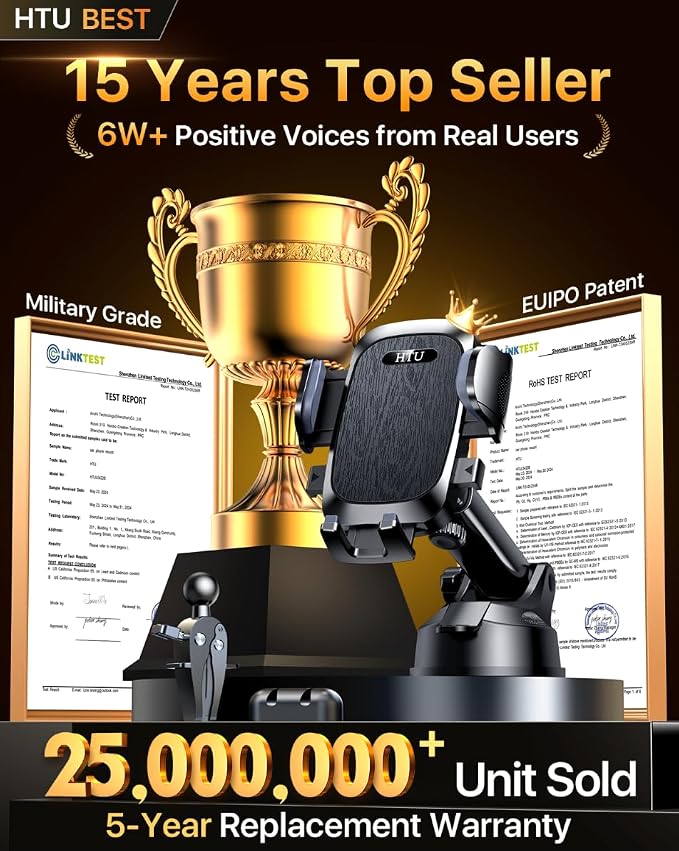 HTU 【98+LBS Strongest Suction & Military-Grade】 Ultimate Car Phone Mount【Patent - Image 8