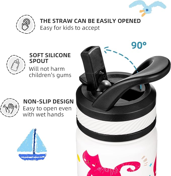 Fanhaw 18 Oz Kids Insulated Water Bottle - Image 3