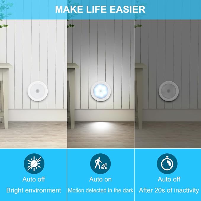Mlambert 4 Pack Motion Sensor LED Night Light, Cordless Battery-Powered - Image 2