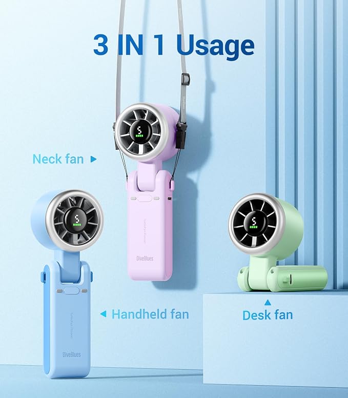 Diveblues Portable Handheld Turbo Fan, 5 Gear Wind, Battery Operated, 3 IN 1 - Image 3