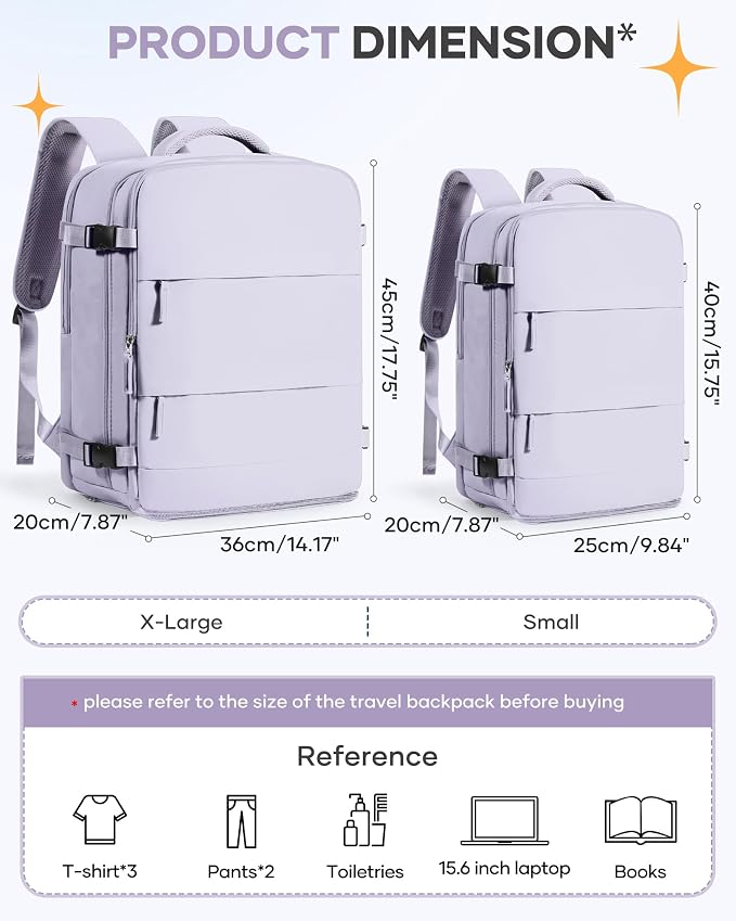 coofay Travel Backpack Carry On Flight Aapproved Personal Item Travel Bag - Image 3