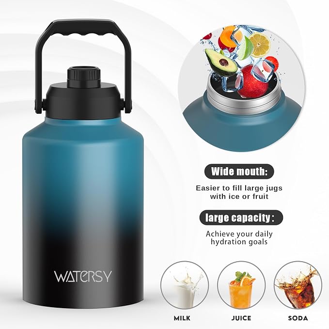 WATERSY 1 Gallon Water Bottle Insulated, BPA Free&Leak Proof, 128oz Stainless - Image 6