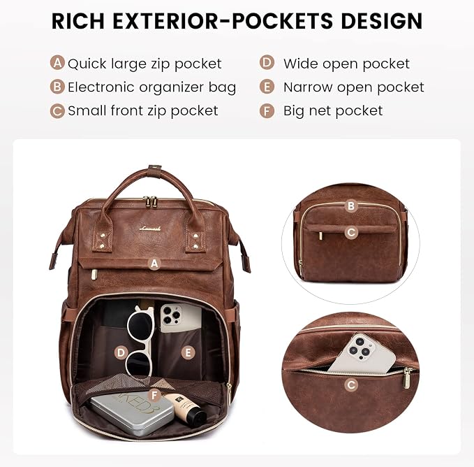 LOVEVOOK Leather Laptop Backpacks - Image 3