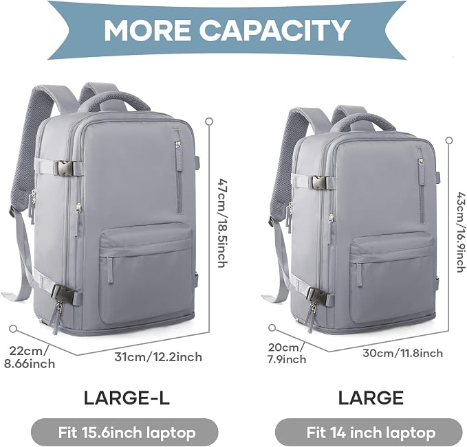 WONHOX Large Travel Backpack Carry on Flight Approved Laptop Work Business - Image 4