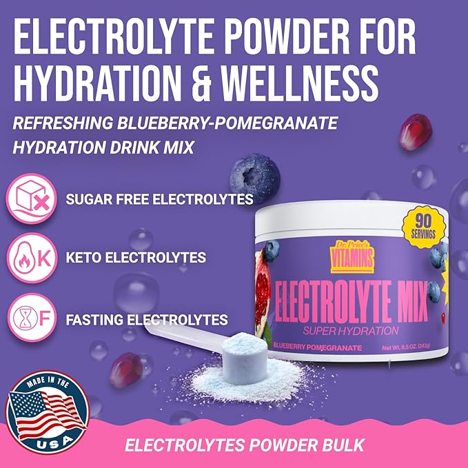 Dr. Price’s Electrolytes Powder Bulk – Blueberry Pomegranate, 90 Servings | - Image 3