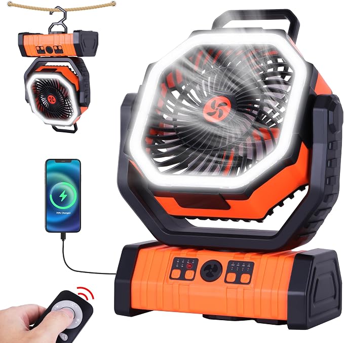 20000mAh Emergency Battery Powered Fan & LED Light, Battery Operated - Image 8