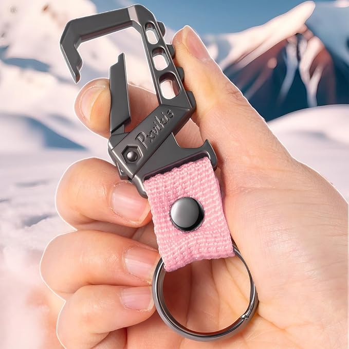 Metal heavy duty key chain carabiner clip bottle opener wrist lanyard ring car - Image 5