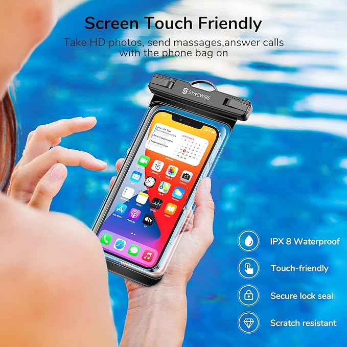 SYNCWIRE [2-Pack Waterproof Case IPX8 Universal Waterproof Phone Pouch Dry Bag - Image 4