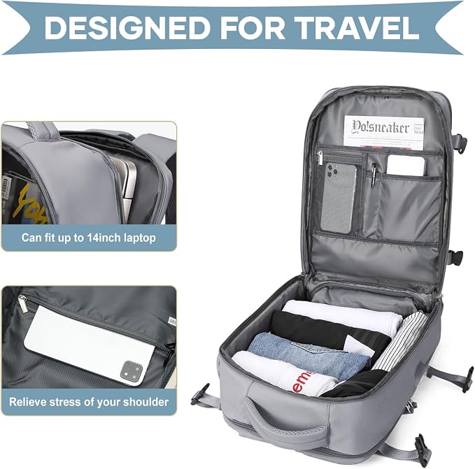 WONHOX Large Travel Backpack Carry on Flight Approved Laptop Work Business - Image 7