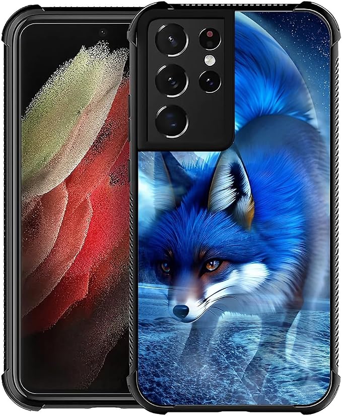 for Samsung Galaxy S21 Ultra Case, Snowy Mountain Fox Lake Pattern Graphic by FKBRCL4U