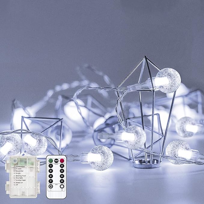 Metaku Outdoor String Lights Battery Operated 26ft 60LED Fairy Lights by METAKU