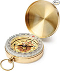 Brass Pocket Compass with Luminous Dial, Sports Waterproof Navigation Maganetic by Unknown