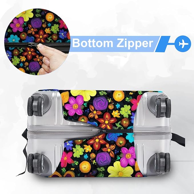 ANNA QUEEN Peace Flowers Travel Luggage Cover -Spring Stretchable Airplane - Image 5