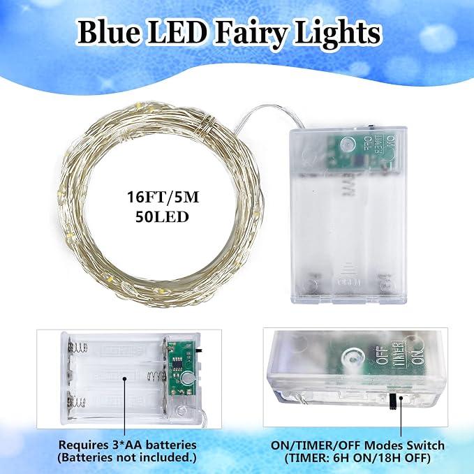 4-Pack 50 LED Christmas Fairy Lights Battery Operated - Image 3