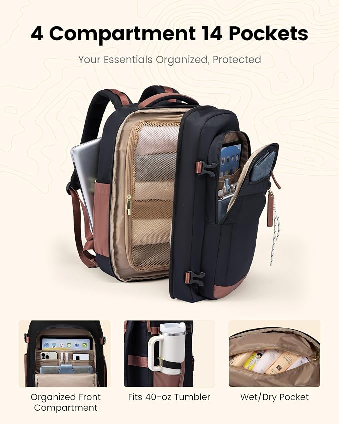 LOVEVOOK 50L Travel Backpack for Men & Women, Airline Approved Carry On Luggage - Image 2