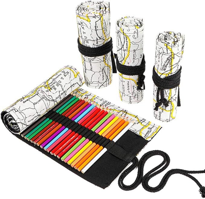 Funny live 24/36/48/72 Slots Colored Pencil Wrap Roll up Pen Holder Case by Funny+live