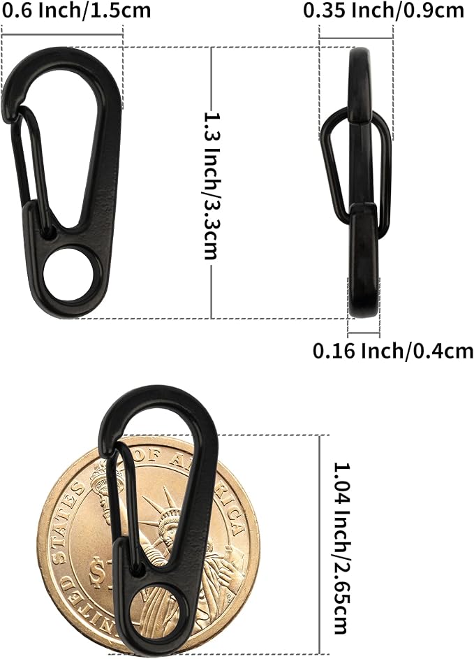 SWATOM Small Mini Carabiner Clip Tiny Spring Snap Hook Keychains Micro - Image 2