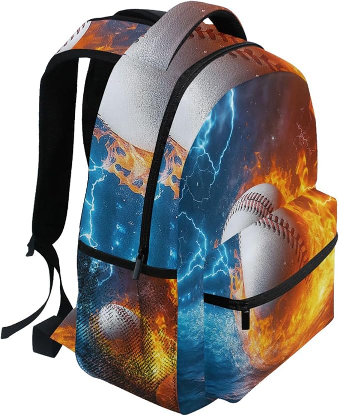 Wamika Baseball Ice Fire Boys Backpack Sports Ball School Backpacks Kids Girls - Image 5
