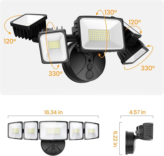 Onforu 150W LED Flood Lights Outdoor, 15000LM Brightness Security Light Switch - Image 8