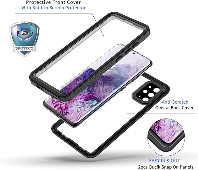 Lanhiem for Samsung Galaxy S20+ Plus Case, IP68 Waterproof Dustproof Shockproof - Image 3