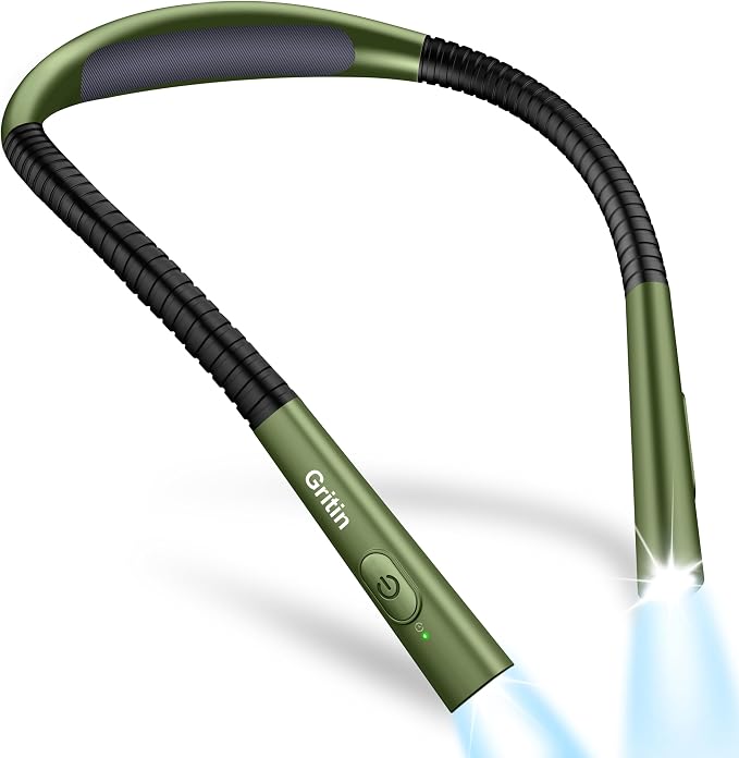 Gritin Book Light, Eye Caring 4-Color & 5-Brightness Neck Light Reading Light- by Gritin