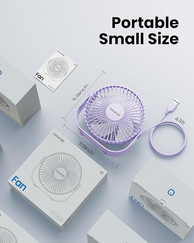 Gaiatop USB Desk Fan, 3 Speeds Strong Airflow, 5.5 Inch Portable 90° Rotate - Image 7