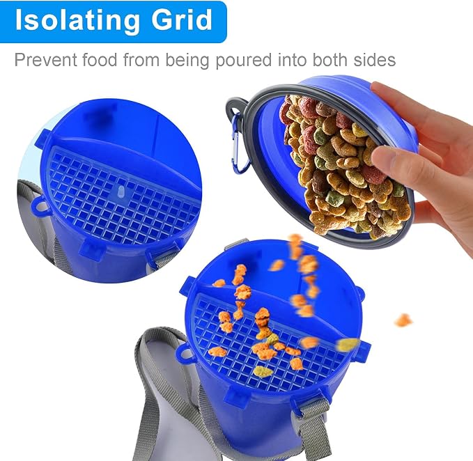 Dog Travel Water Bottle Collapsible Bowls, 2 in 1 Pet Food Container - Image 4