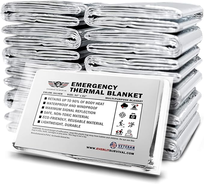 EVERLIT Survival Emergency Mylar Thermal Blankets -Space Blanket Survival kit by EVERLITSURVIVAL