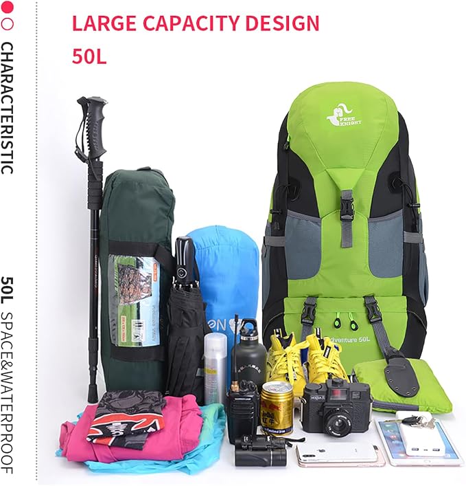 Bseash 50L Hiking Backpack, Water Resistant Lightweight Outdoor Sport Daypack - Image 9