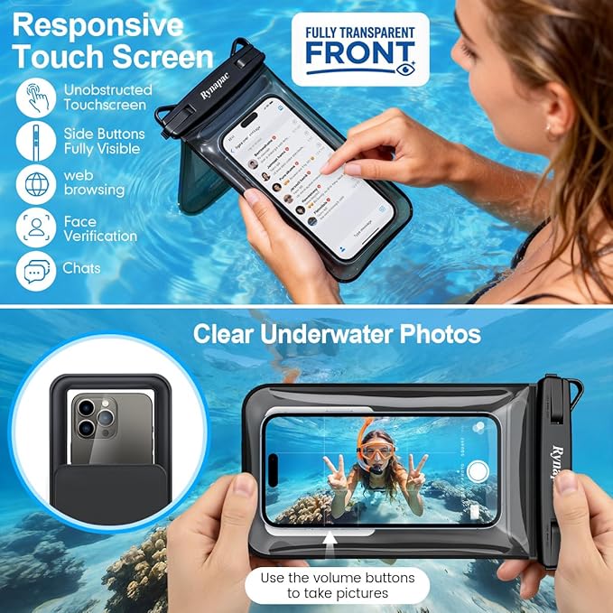 Rynapac IPX8 Waterproof Phone Pouch Floating, Double Space Waterproof Phone Case - Image 4