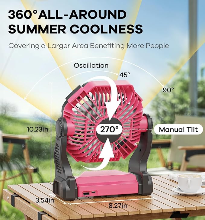 DOWILLDO 20000mAh Portable Battery Powered Camping Fan - - Image 2