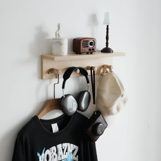 Entrance Coat Rack ，Coat Hooks, Wall-Mounted Wooden Hook Rack, Wall-Mounted - Image 8