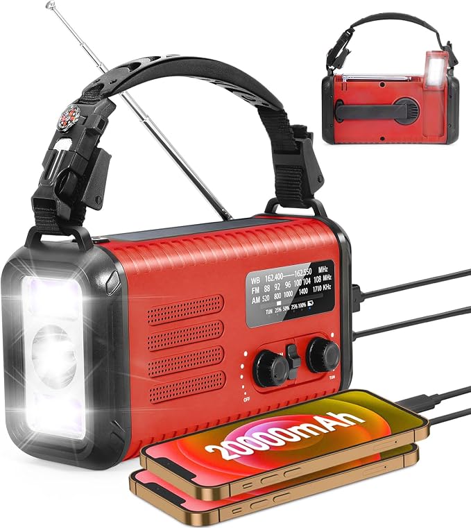 Emergency Hand Crank Solar Radio 20000mAh by Leaton
