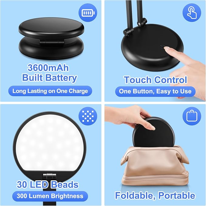Desk Lamps for Home Office Rechargeable 3600mAh, Foldable+Portable Cordless - Image 7